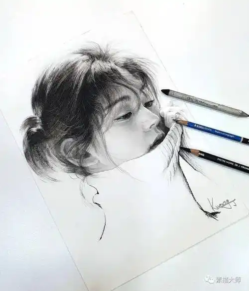 这铅笔素描画也太精彩了尤其是发丝