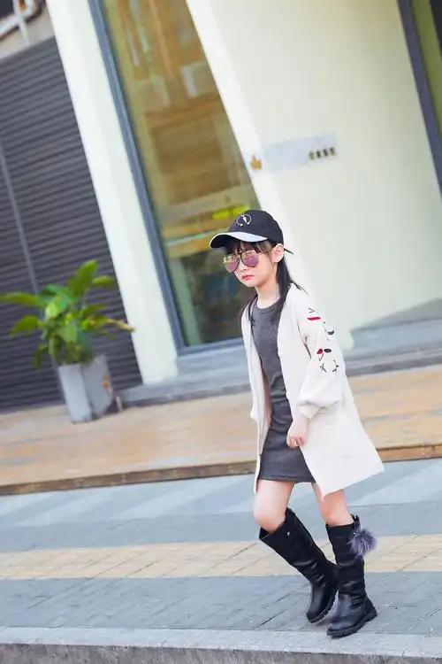 珊格丽小女孩马丁靴加绒长款11到12岁大童女鞋小学生秋冬款马靴10高筒