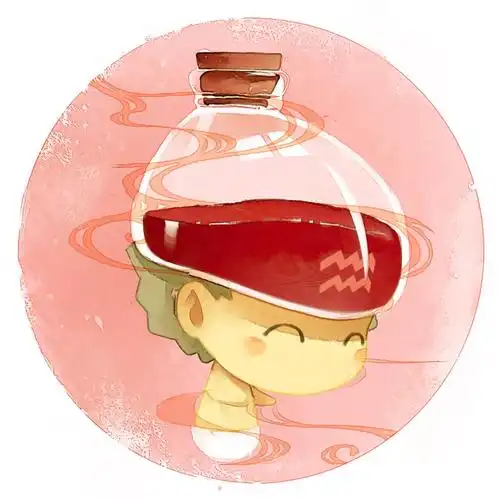脸朝右下的水瓶座男生圆头像