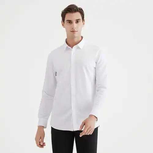 柒牌男装衬衫男21春季长袖春季新款正装商务修身青年潮流白衬衣男120