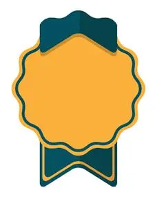 蓝黄色花边徽章标签矢量素材