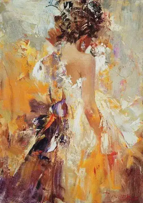 西方现代油画中的性感女神细腻逼真