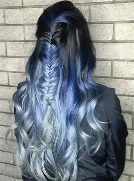灰调水蓝染发 灰蓝色头发