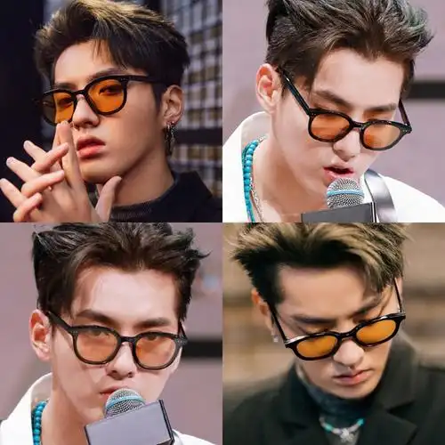 2020新款吴亦凡同款茶色墨镜ins男女时尚个性潮小框米钉太阳眼镜