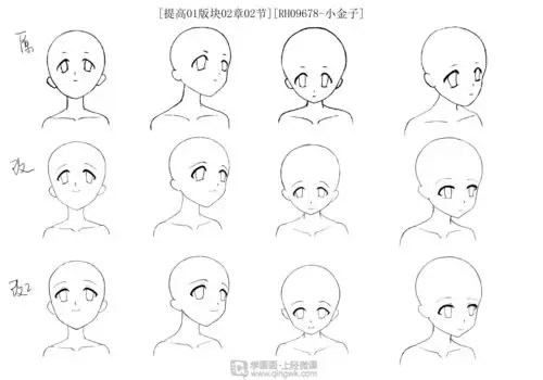 作业:动漫人物头部仰视,俯视的画法训练 - rh09678-小金子 - 轻微课