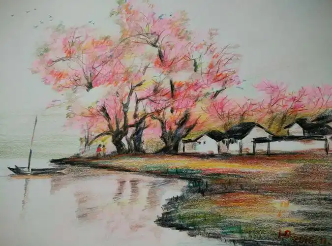 古桃山人彩铅画作品,请各位多指导!