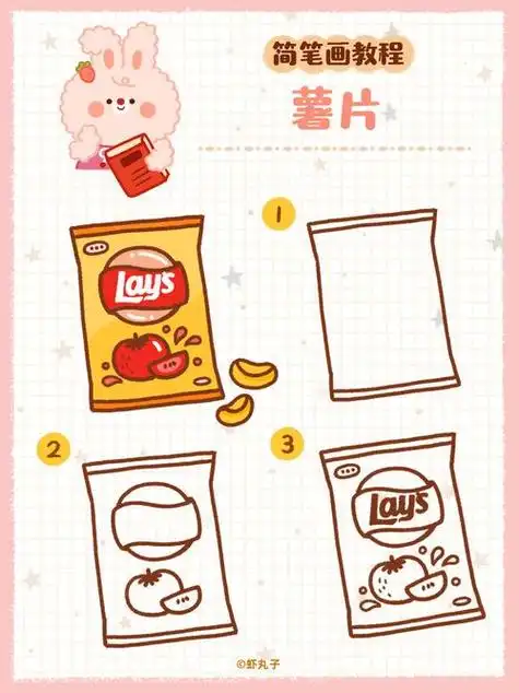 简笔画小女孩零食