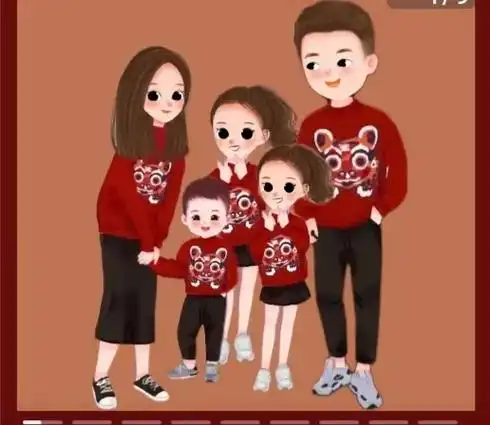 两女一儿的卡通头像来了,分享给大家#全家福卡通头像 - 抖音