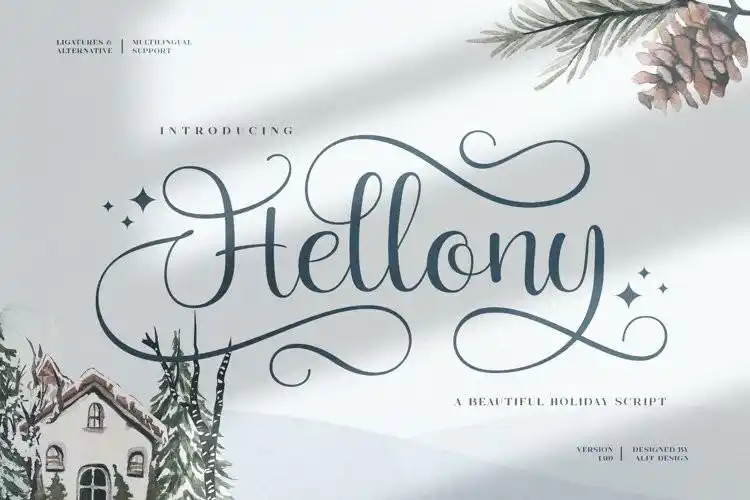 hellony -好看的手写-唯美婚礼花体圆体-英文字体下载