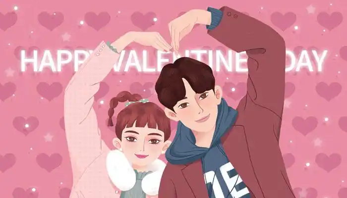 摄图网_401686396_banner_情侣比心白色情人节快乐插画(企业商用)_副