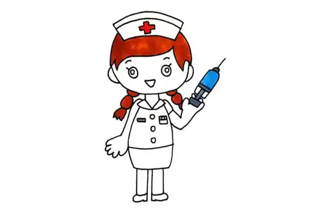 护士简笔画步骤图片_简笔画 - 绘画者图库