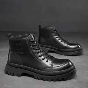 真皮马丁靴男2021秋冬季新款头层牛皮高帮男士马丁靴,男士短马丁靴穿