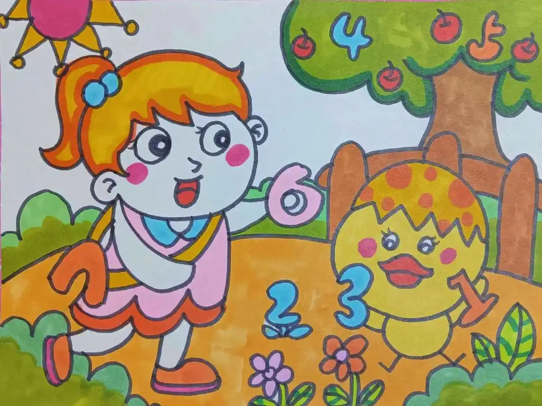 崔丹丹老师投稿#小女孩与小鸡#儿童画#考级漫画 - 抖音