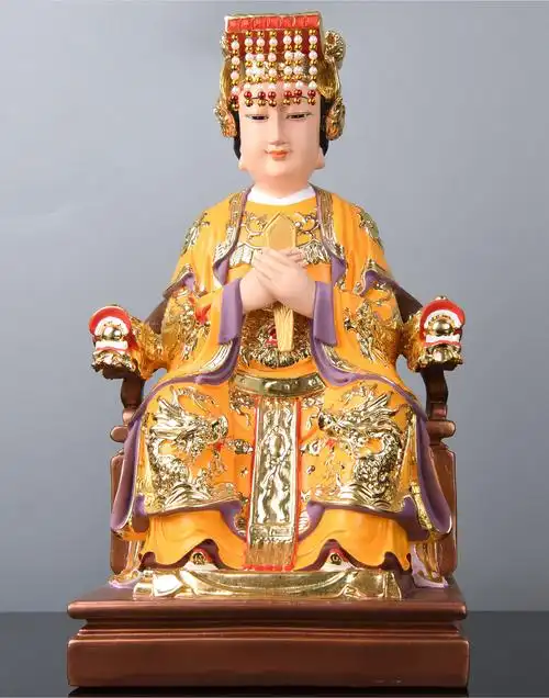 妈祖神像家用佛堂供奉树脂彩绘天后天上圣母海神娘娘风水摆件19寸