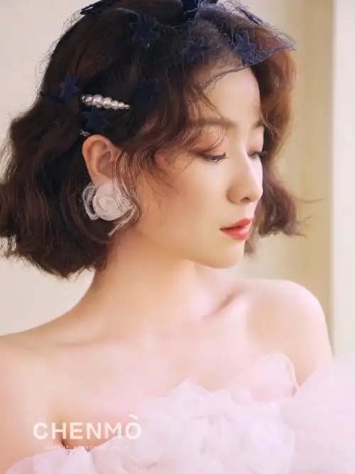 陈默造型短发新娘仙气造型新款礼服