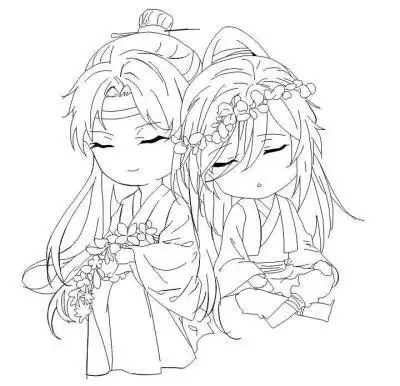 黑白线稿/橡皮章素材/魔道祖师/动漫/忘羡