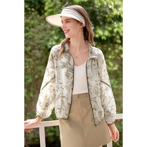 百图betu女装2024夏季新款短外套印花清凉透气薄款上衣外套女