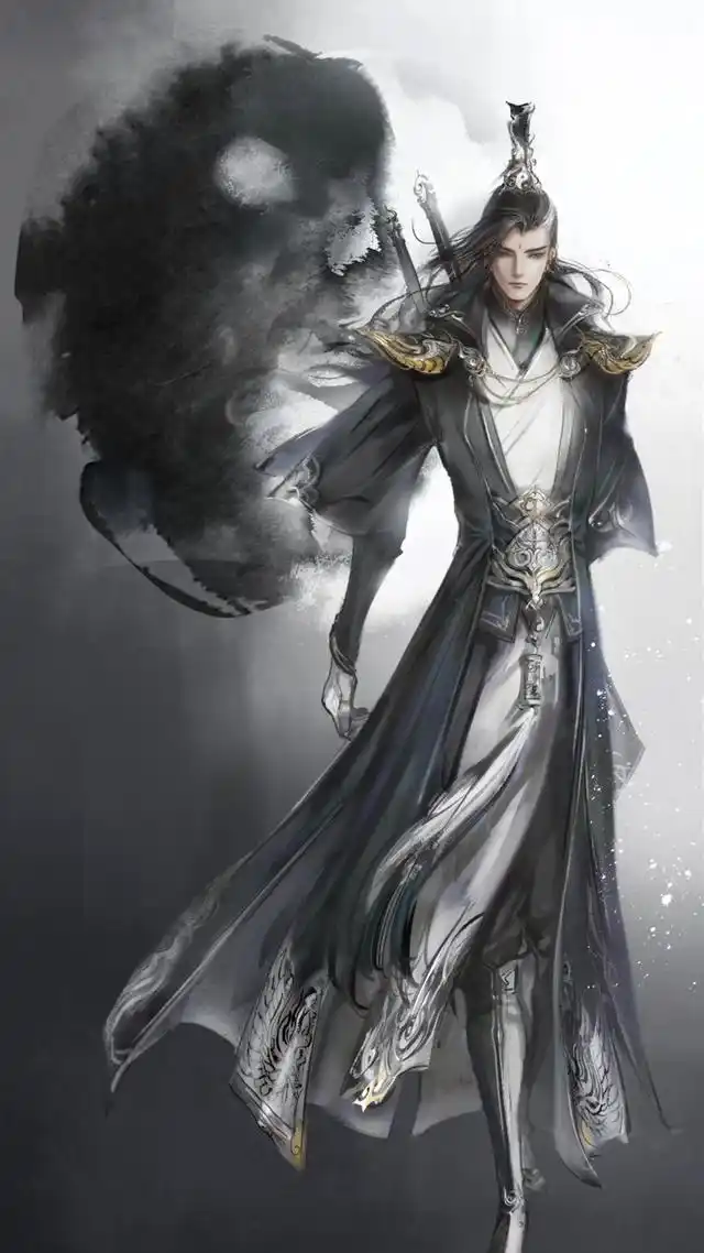 古风插画,黑白灰的运用恰到好处,精准展现出武侠世界的大气恢宏