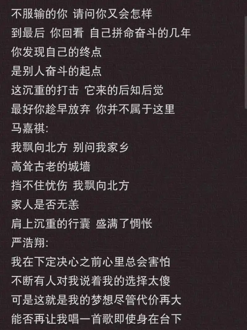 马嘉祺,严浩翔歌词完整版 绮诺～ 马嘉祺,严浩翔《飘向北方》歌词完整