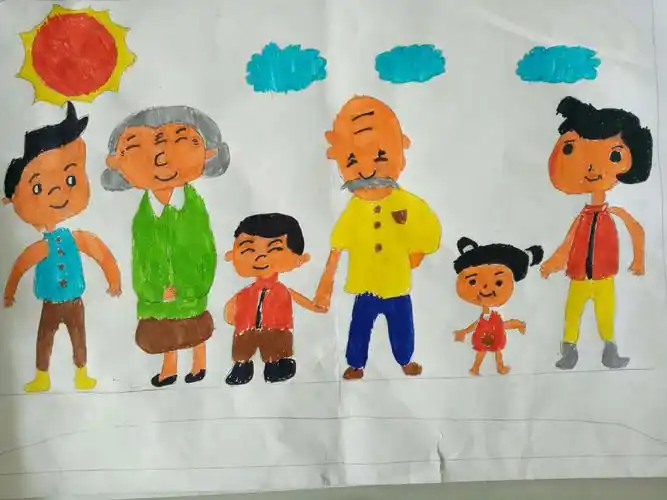 付井联合小学2019寒假作业优秀作品展___儿童画(全家福)(二)