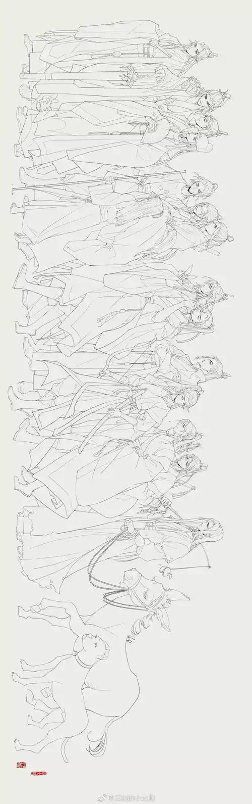 黑白线稿魔道祖师人物线稿