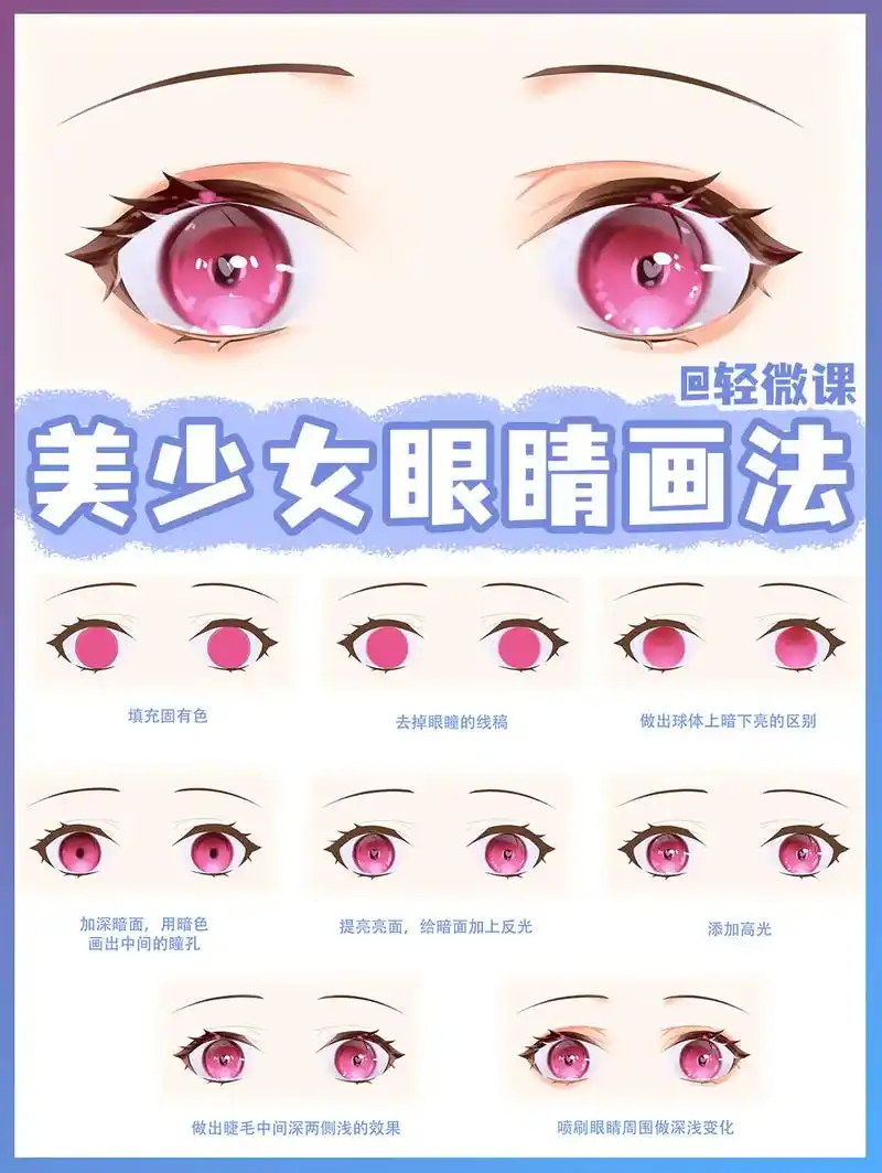 美少女眼睛的绘画步骤来啦!#充能计划 #绘画 #学画画上轻 - 抖音