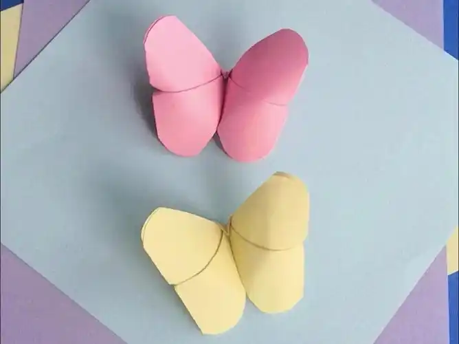 折纸蝴蝶简单折法,一款漂亮的粉蝶,而且是立体造型