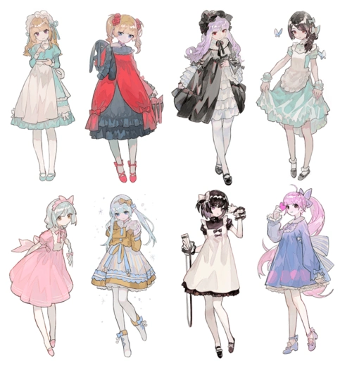 绘画素材 精美服饰 可爱人物全身照