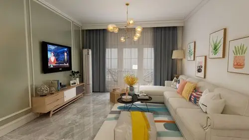 阳光城丽景湾126平三居客厅背景墙颜色搭配图