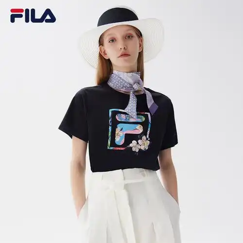 fila斐乐女士短袖2021年夏季新款时尚休闲纯棉圆领运动t恤