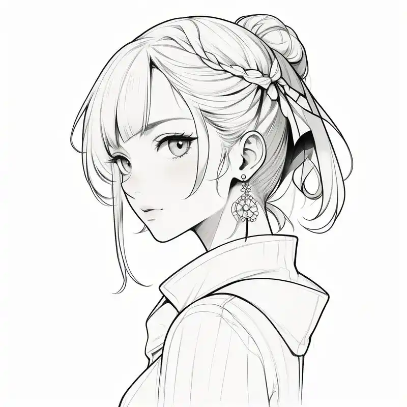 动漫风女生黑白素描头像96 探索二次元的世界,黑白素描的魅力在于它