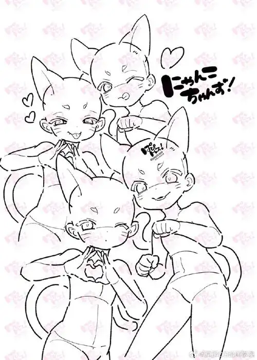 绘画超话#绘画素材##绘画参考#兽耳角色模板参考