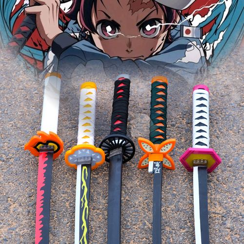 鬼灭之刃日轮刀竹木刀小男孩儿童动漫cos周边玩具木剑带鞘未开刃