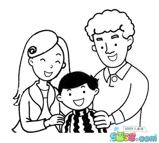 家庭照的简笔画-一家三口