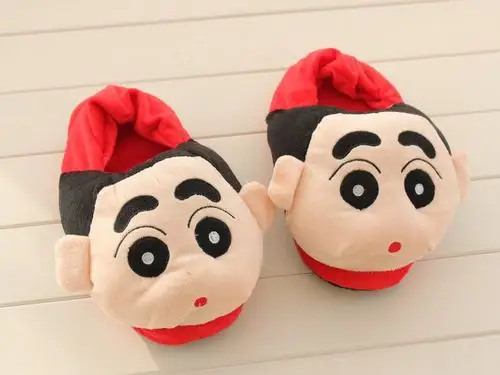 批发卡通萌呆蜡笔小新情侣拖鞋 秋冬卡通大头家居鞋包跟 棉拖鞋
