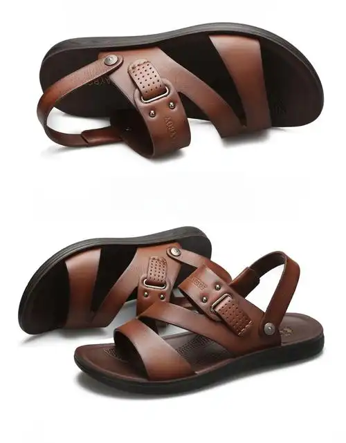 花花公子皮凉鞋男透气 2017夏季男士休闲沙滩鞋防滑露趾两用凉拖