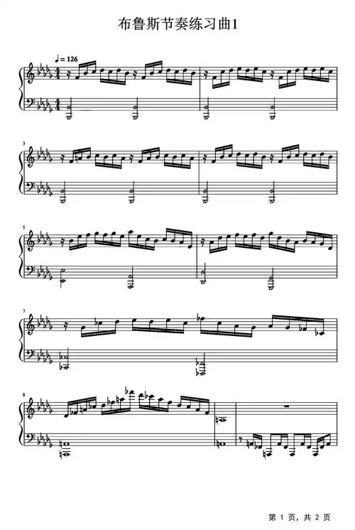布鲁斯节奏练习曲1钢琴谱paulmauriat降d调流行钢琴五线谱