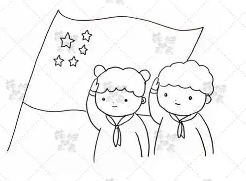 小学生敬礼国旗简笔画手抄报 简笔画手抄报