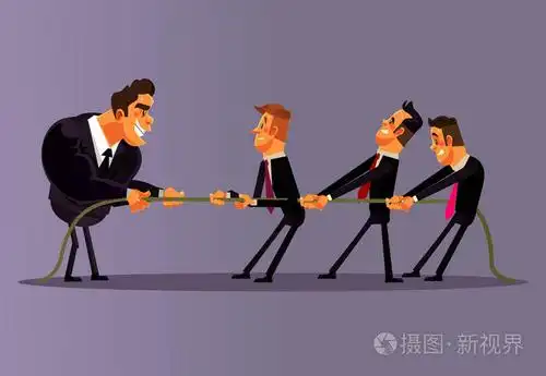 团队竞争对手对抗.不平等斗争的概念.矢量平面卡通插画