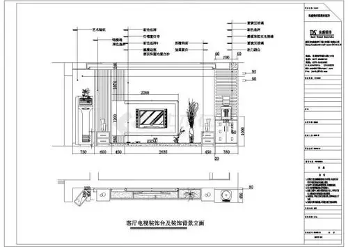 图-图一本工程为电视墙立面示意图,包含客厅电视装饰台及装饰背景立面