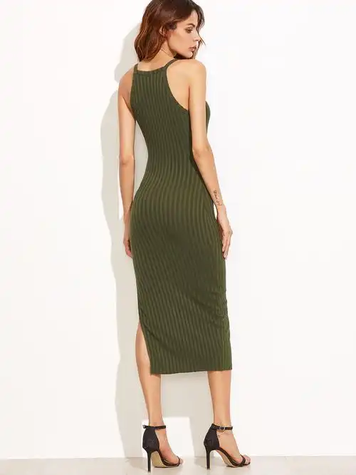 修身吊带侧开叉包臀连衣裙夜店裙