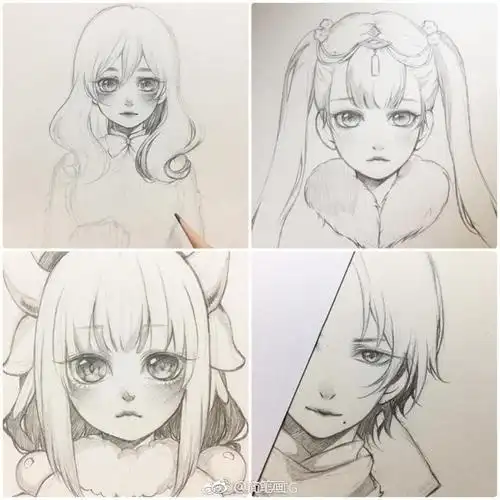 简笔画手帐素材插画手绘插画漫画 手绘人物简笔画五官简笔画法