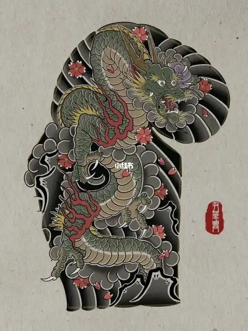 老传统半甲花臂纹身手稿