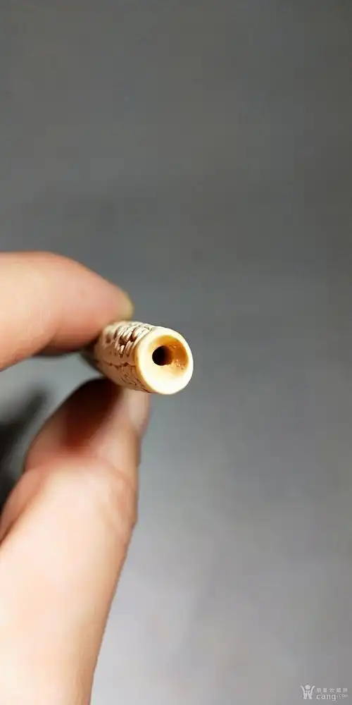 仿古工艺品 玉器 卷云纹长孔道玉管