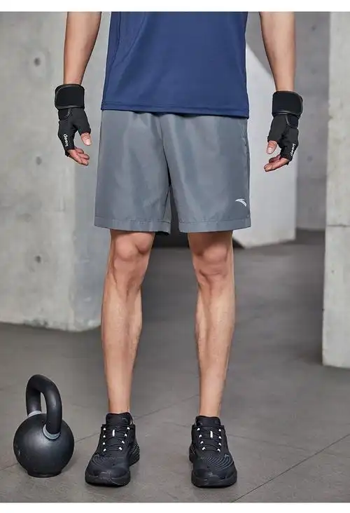 安踏运动裤男夏季梭织速干透气五分裤跑步健身休闲训练冰丝黑色短裤