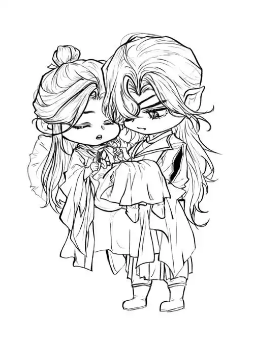 自学画画天官赐福漫画临摹线稿