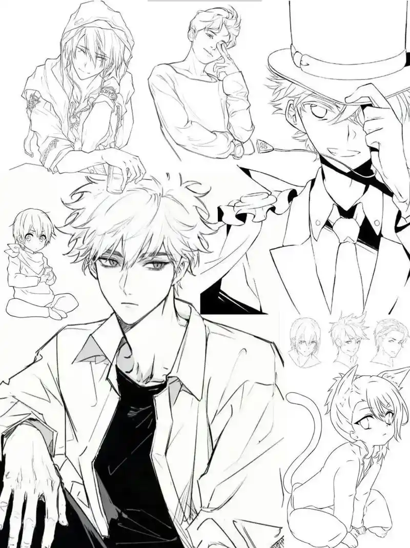 3000 超帅男漫线稿合集