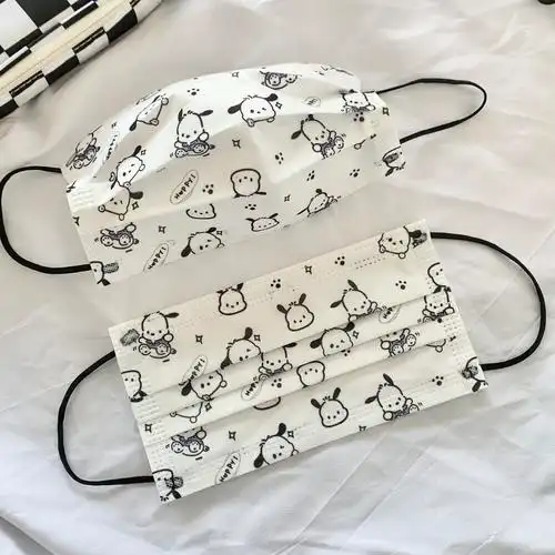 帕恰狗白色一次性口罩女生高颜值可爱三丽鸥成人图案透气印花大人