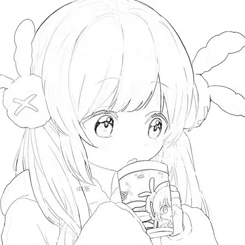 自转线稿|可爱动漫女头 橙池未蓝crystal