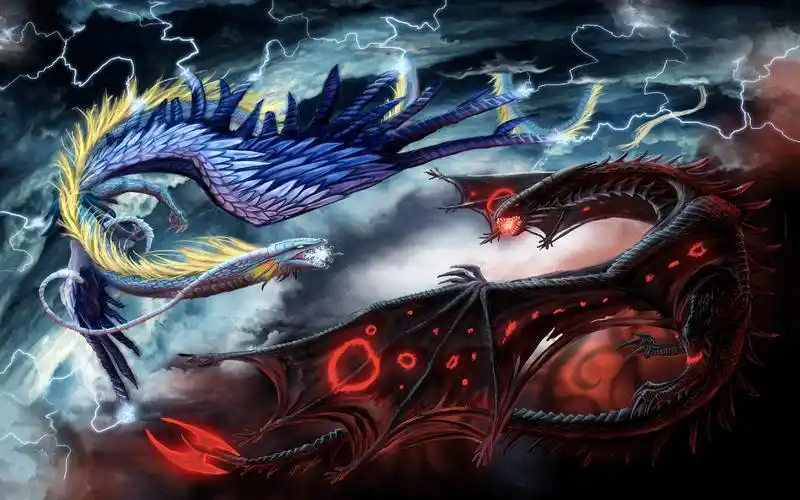 龙,羽毛,闪电,云,dragon,feathers,lightning,clouds,壁纸,高清壁纸